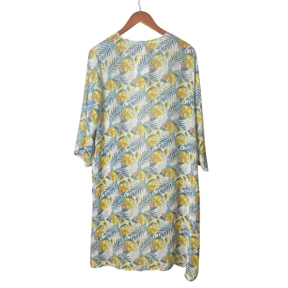 Grace & Emma Budding Romance Floral Short Sleeve Open Kimono Size M/L